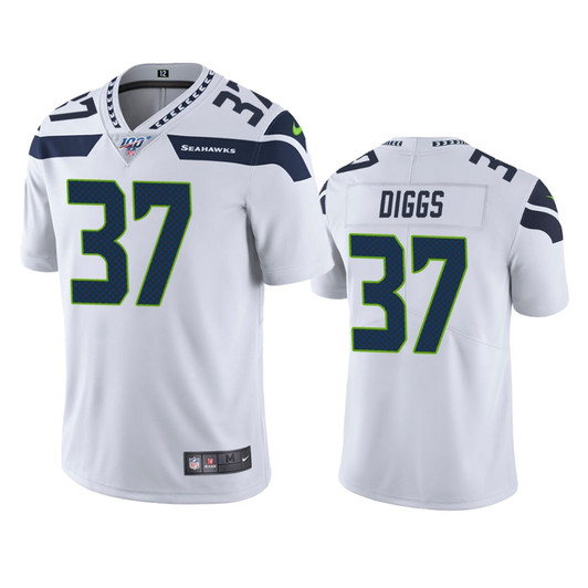 [FULLY STITCHED] Seattle Seahawks Quandre Diggs White 100th Season Limited Football Jersey 