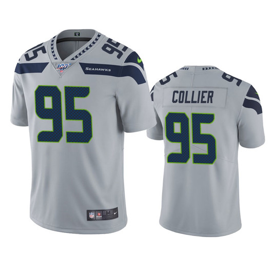 [FULLY STITCHED] Seattle Seahawks Lj Collier Gray 100th Season Limited Football Jersey 