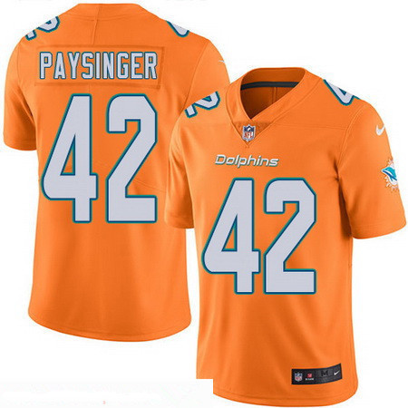 [FULLY STITCHED] #42 Miami Dolphins Cer Paysinger Orange 2016 Color Rush Limited Football Jersey 