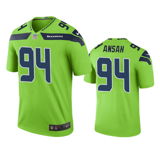 [FULLY STITCHED] Seattle Seahawks Ezekiel Ansah Green Color Rush Limited Football Jersey 