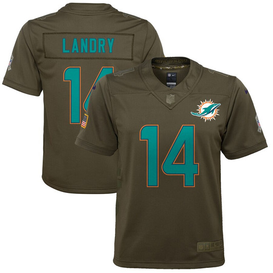 [FULLY STITCHED] Miami Dolphins Jarvis Landry Salute To Service Olive Limited Football Jersey 