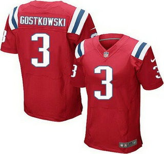 [FULLY STITCHED] #3 New England Patriots Stephen Gostkowski Red Alternate Style 3 Limited Football Jersey 