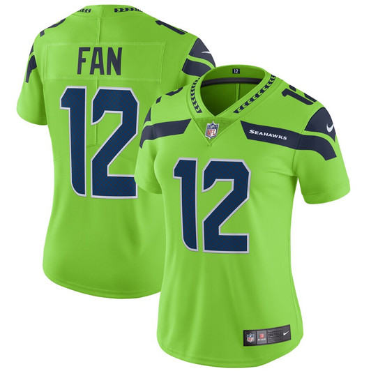 [FULLY STITCHED] Seattle Seahawks 12S Color Rush Neon Green Limited Football Jersey 