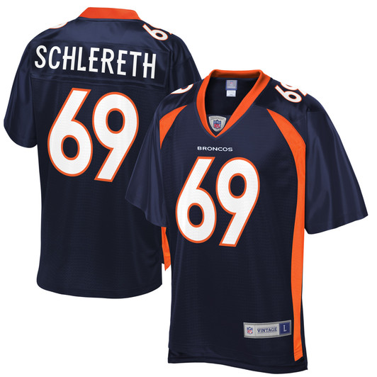 [FULLY STITCHED] Denver Broncos Mark Schlereth Navy Limited Football Jersey 