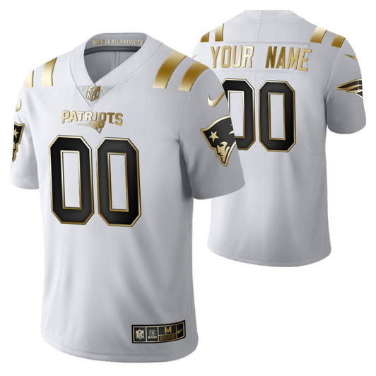[FULLY STITCHED] New England Patriots 2021 Golden Edition White Limited Football Jersey 
