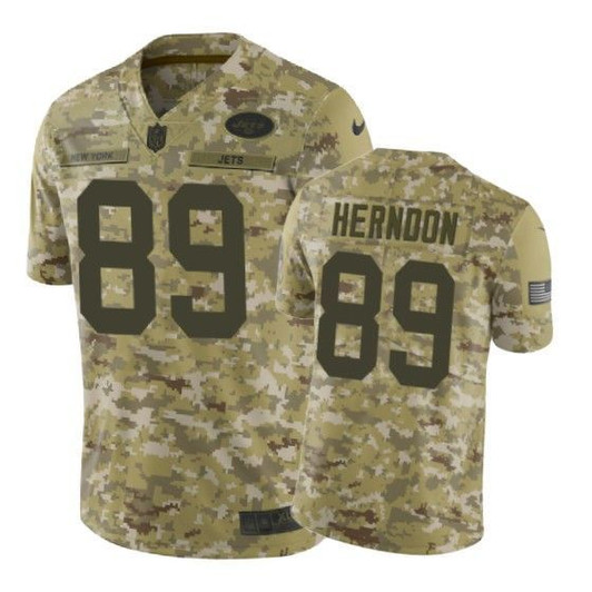 [FULLY STITCHED] New York Jets Chris Herndon Camo Limited Football Jersey 
