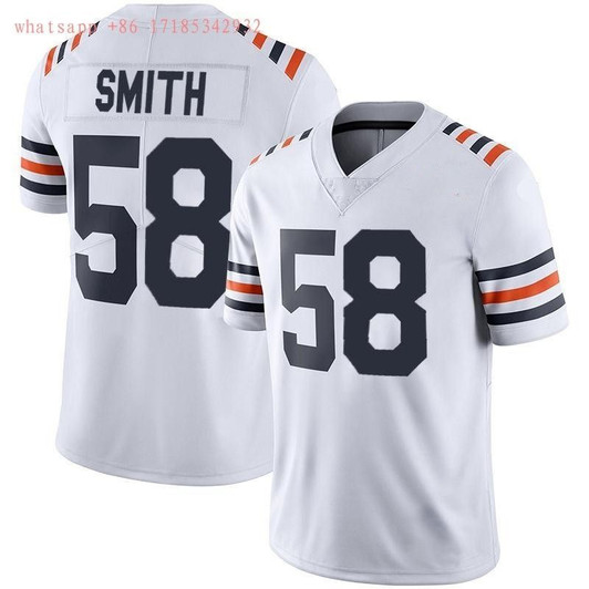 [FULLY STITCHED] #58 Chicago Bears Roquan Smith 2020 White Limited Football Jersey 
