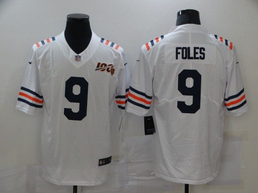 [FULLY STITCHED] #9 Chicago Bears Nick Foles 2020 White Limited Football Jersey 