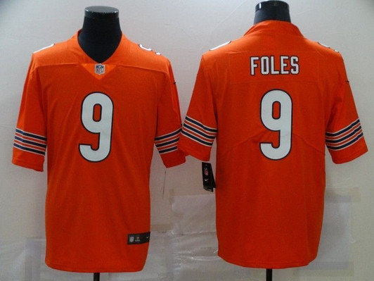 [FULLY STITCHED] #9 Chicago Bears Nick Foles 2020 Orange Limited Football Jersey 