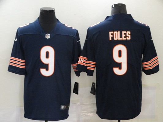 [FULLY STITCHED] #9 Chicago Bears Nick Foles 2020 Navy Style 2 Limited Football Jersey 