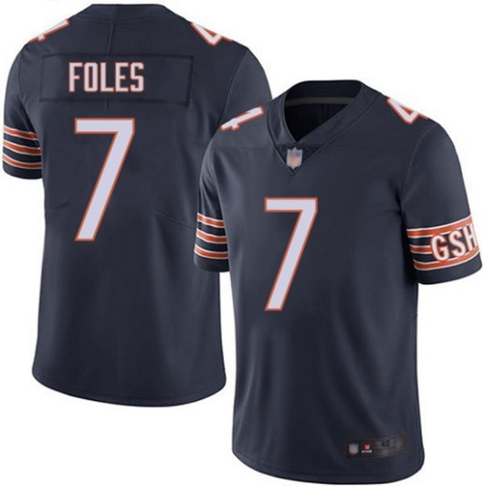 [FULLY STITCHED] #7 Chicago Bears Nick Foles 2020 Grey Limited Football Jersey 