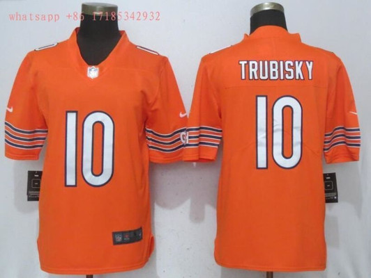 [FULLY STITCHED] #10 Chicago Bears Mitchell Trubisky 2020 Orange Limited Football Jersey 