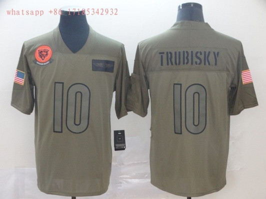 [FULLY STITCHED] #10 Chicago Bears Mitchell Trubisky 2020 Camo Limited Football Jersey 