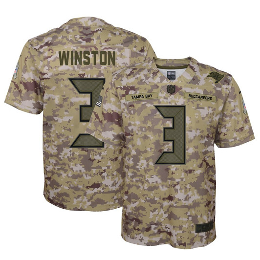 [FULLY STITCHED] Tampa Bay Buccaneers Jameis Winston Salute To Service Camo Limited Football Jersey 