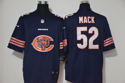 [FULLY STITCHED] #52 Chicago Bears Khalil Mack 2020 Black Blue Limited Football Jersey 