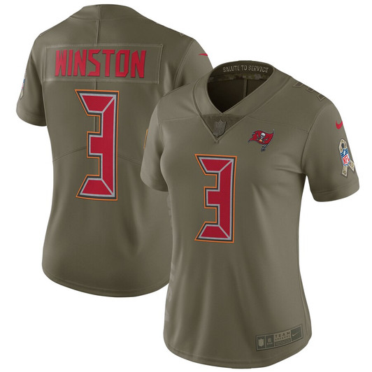 [FULLY STITCHED] Tampa Bay Buccaneers Jameis Winston Salute To Service Olive Style 2 Limited Football Jersey 