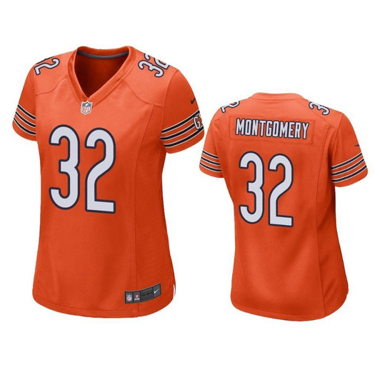 [FULLY STITCHED] Chicago Bears David Montgomery 2019 Draft Orange Style 3 Limited Football Jersey 