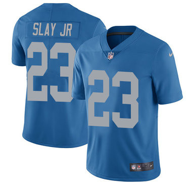 [FULLY STITCHED] #23 Detroit Lions Darius Slay Jr Blue Throwback Limited Football Jersey 