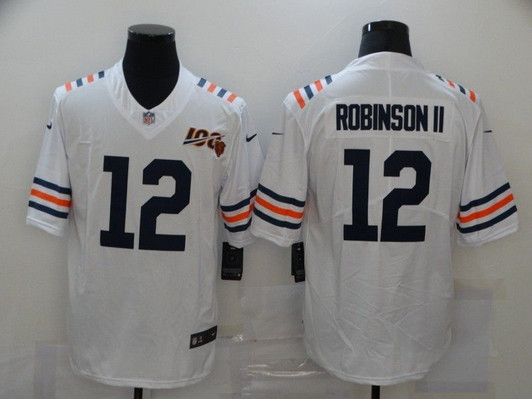 [FULLY STITCHED] #12 Chicago Bears Allen Robinson 100 2020 White Limited Football Jersey 