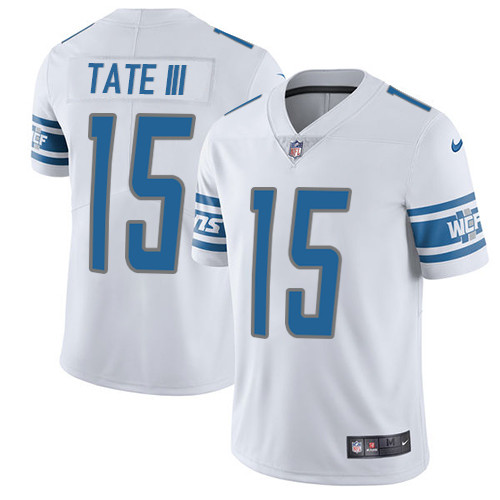 [FULLY STITCHED] #15 Detroit Lions Golden Tate III White Limited Football Jersey 