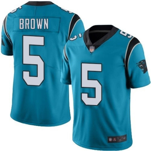 [FULLY STITCHED] #5 Carolina Panthers Derrick Brown 2020 Teal Blue Limited Football Jersey 