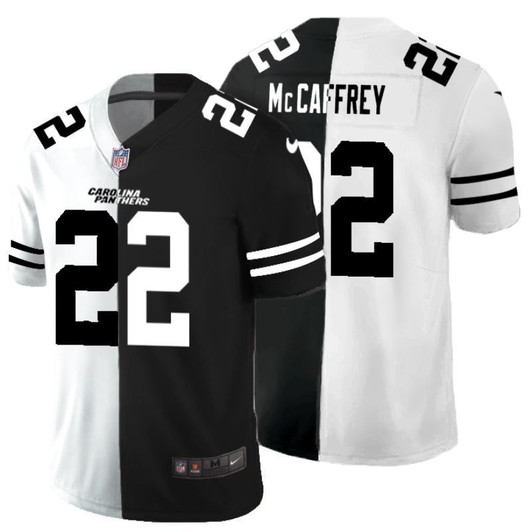 [FULLY STITCHED] #22 Carolina Panthers Christian Mccaffrey 2020 Black And White Limited Football Jersey 