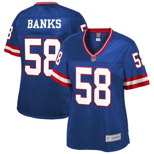 [FULLY STITCHED] New York Giants Carl Banks Royal Style 3 Limited Football Jersey 