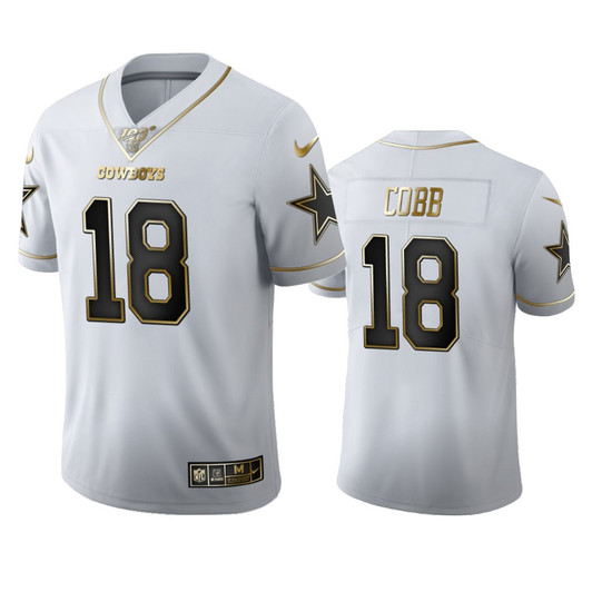 [FULLY STITCHED] Dallas Cowboys Randall Cobb White 100th Season Golden Edition Limited Football Jersey 
