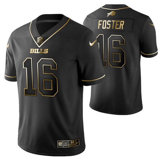 [FULLY STITCHED] #16 Buffalo Bills Robert Foster 2021 Golden Edition Black Limited Football Jersey 