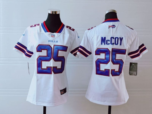 [FULLY STITCHED] #25 Buffalo Bills Lesean Mccoy 2020 White Limited Football Jersey 
