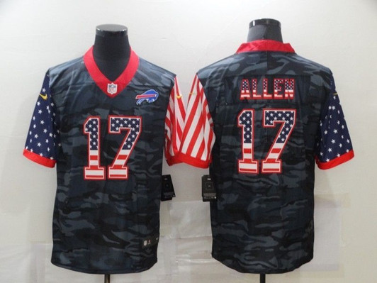 [FULLY STITCHED] #17 Buffalo Bills Josh Allen 2020 US Flag Camo Limited Football Jersey 