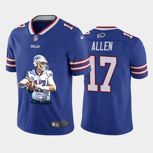 [FULLY STITCHED] #17 Buffalo Bills Josh Allen 2020 Blue Limited Football Jersey 