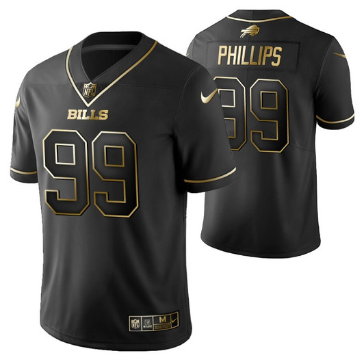 [FULLY STITCHED] #99 Buffalo Bills Harrison Phillips 2021 Golden Edition Black Limited Football Jersey 
