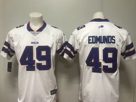 [FULLY STITCHED] #49 Buffalo Bills Tremaine Brandedmunds 2020 White Style 2 Limited Football Jersey 