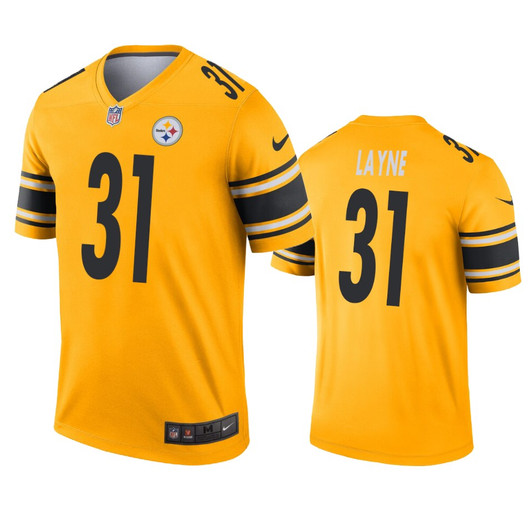 [FULLY STITCHED] Pittsburgh Steelers Justin Layne Gold Inverted Limited Football Jersey 