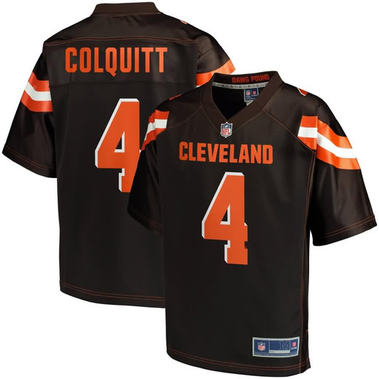 [FULLY STITCHED] Cleveland Browns Britton Colquitt Brown Limited Football Jersey 