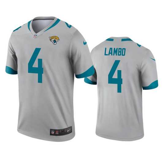 [FULLY STITCHED] Jacksonville Jaguars Josh Lambo Silver Inverted Limited Football Jersey 