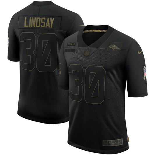 [FULLY STITCHED] Denver Broncos Phillip Lindsay 2020 Salute To Service Black Limited Football Jersey 