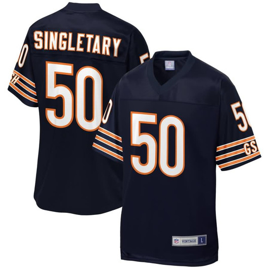 [FULLY STITCHED] Chicago Bears Mike Singletary Navy Style 5 Limited Football Jersey 