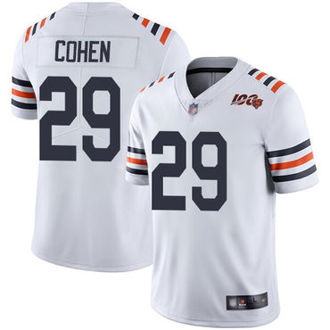 [FULLY STITCHED] #29 Chicago Bears Tarik Cohen White Alternate 100th Season Limited Football Jersey 