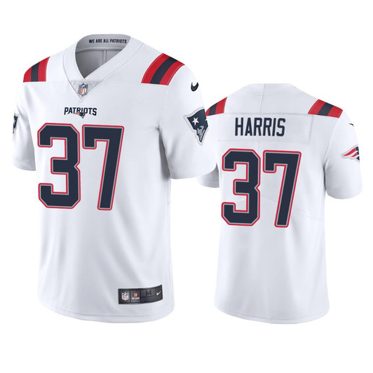 [FULLY STITCHED] New England Patriots Damien Harris White Style 4 Limited Football Jersey 