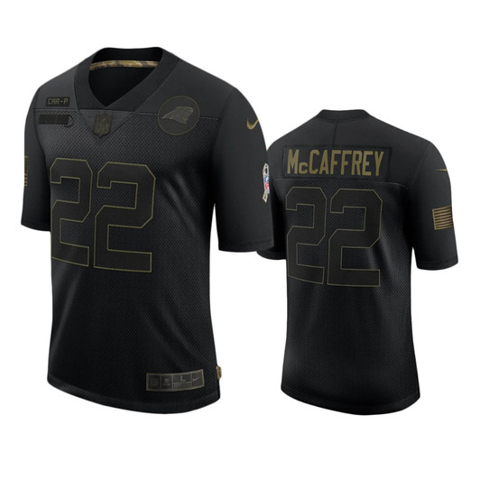 [FULLY STITCHED] Carolina Panthers Christian Mccaffrey Black 2020 Salute To Service Limited Football Jersey 