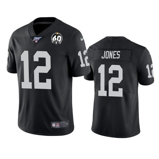 [FULLY STITCHED] Oakland Raiders Zay Jones Black 60th Anniversary Limitd Limited Football Jersey 