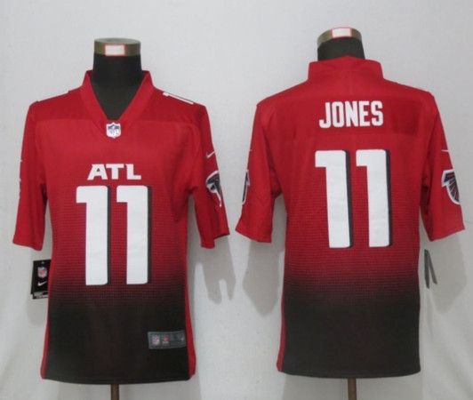 [FULLY STITCHED] #11 Atlanta Falcons Julio Jones 2020 Gradient Red Limited Football Jersey 