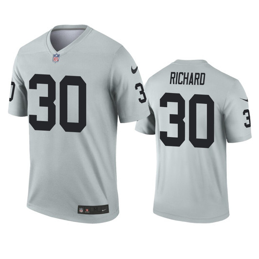 [FULLY STITCHED] Oakland Raiders Jalen Richard Silver Inverted Limited Football Jersey 