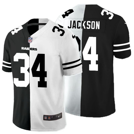 [FULLY STITCHED] #34 Las Vegas Raiders Los Angeles Bo Jackson 2020 Black And White Limited Football Jersey 