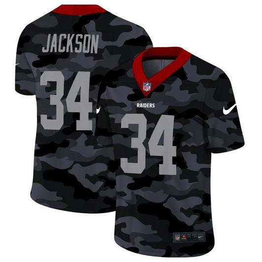 [FULLY STITCHED] #34 Las Vegas Raiders Los Angeles Bo Jackson 2020 Camo Limited Football Jersey 