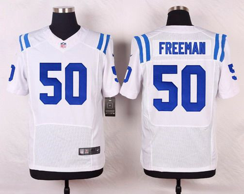 [FULLY STITCHED] #50 Indianapolis Colts Jerrell Freeman White Road Limited Football Jersey 