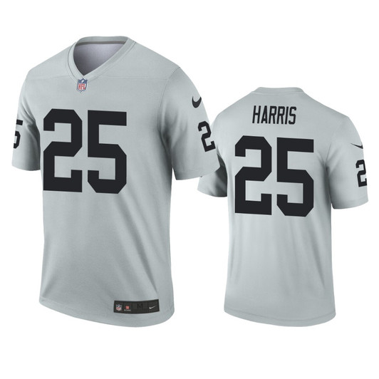 [FULLY STITCHED] Oakland Raiders Erik Harris Silver Inverted Limited Football Jersey 