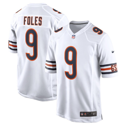 [FULLY STITCHED] Chicago Bears Nick Foles White Style 3 Limited Football Jersey 